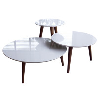 Manhattan Comfort 3-252151 3- Piece Modern Moore Round End Table  in  White 